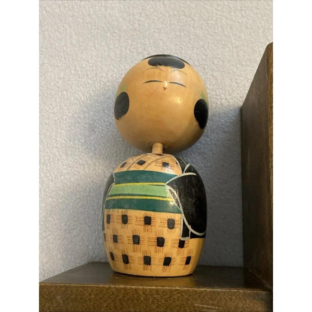 Vintage Wooden Japanese Kokeshi Bobble Head Doll Bookends Japan Hand painted - Picture 2 of 6